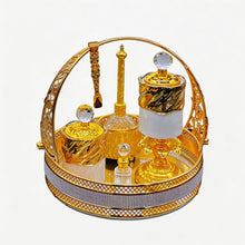 Luxury White and Gold Incense Burner with Crystal Accents