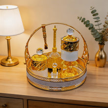Luxury White and Gold Incense Burner with Crystal Accents