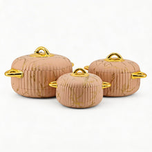 Premium Boutique Salmon Insulated Casserole Set with Gold Handles - 1L, 2L & 3.5L