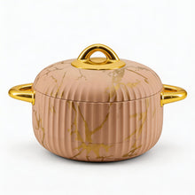 Premium Boutique Salmon Insulated Casserole Set with Gold Handles - 1L, 2L & 3.5L