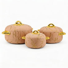 Premium Boutique Salmon Insulated Casserole Set with Gold Handles - 1L, 2L & 3.5L