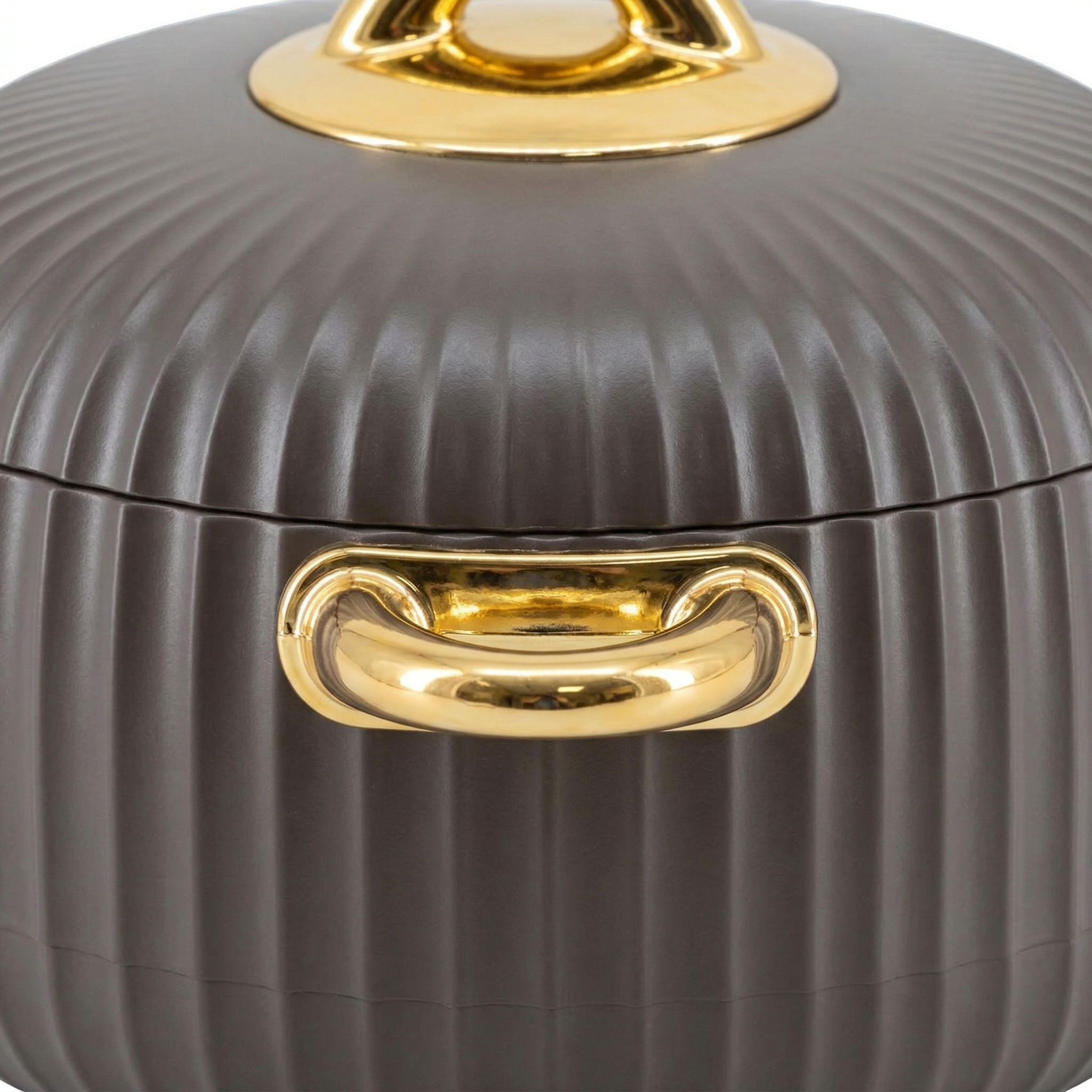 Premium Dark Gray Insulated Casserole Set with Gold Handles - 1L, 2L & 3.5L