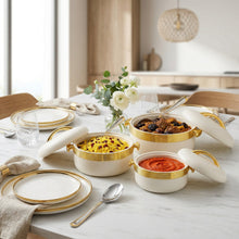 Premium Cream Insulated Casserole Set with Gold Handles - 1L, 2L & 3.5L
