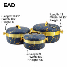 Luxury Navy Blue Insulated Casserole with Gold Accents - Marble Finish Thermal Serving Pot