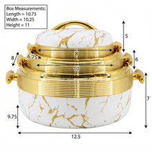Luxury White Marble Insulated Casserole Set with Gold Accents - Thermal Serving Pots