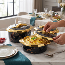 Luxury Black & Gold Insulated Casserole 1.5/2/2.5L- 6 Set
