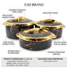 Luxury Black & Gold Insulated Casserole 1.5/2/2.5L- 6 Set