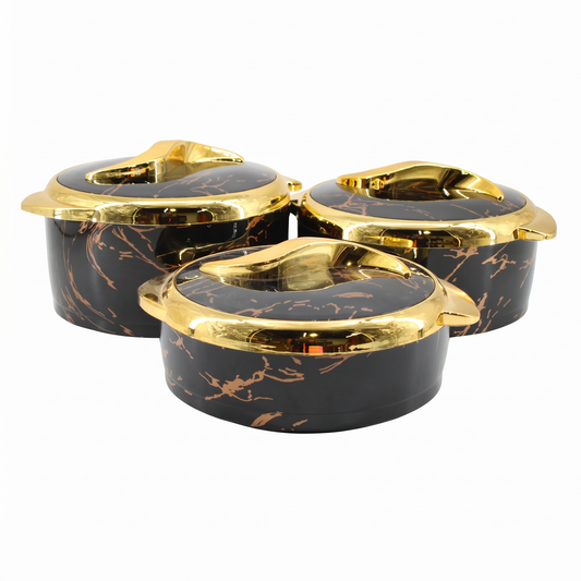 Luxury Black & Gold Insulated Casserole 1.5/2/2.5L- 6 Set