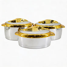 Luxury Chrome & Gold Insulated Casserole 1.5/2/2.5L- 6 Set