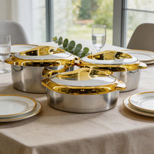 Luxury Chrome & Gold Insulated Casserole 1.5/2/2.5L- 6 Set