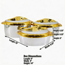 Luxury Chrome & Gold Insulated Casserole 1.5/2/2.5L- 6 Set