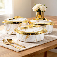 Luxury White & Gold Insulated Casserole 1.5/2/2.5L- 6 Set