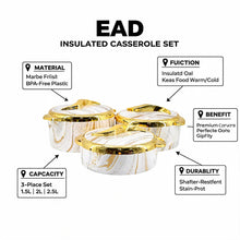 Luxury White & Gold Insulated Casserole 1.5/2/2.5L- 6 Set