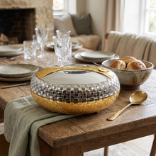High-End Oval Insulated Casserole with Chrome & Gold Finish - Premium Thermal Serving Dish