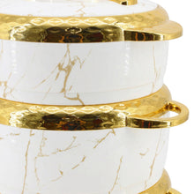 Elegant White Marble Insulated Casserole Set with Gold Accents - Premium Thermal Serving Bowls (Set of 3)
