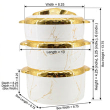 Elegant White Marble Insulated Casserole Set with Gold Accents - Premium Thermal Serving Bowls (Set of 3)