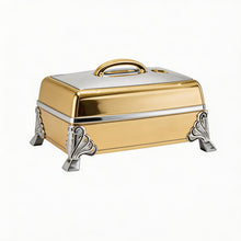 Large Gold & Chrome Insulated Rectangular Casserole - Premium Thermal Buffet Serving Dish