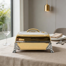Large Gold & Chrome Insulated Rectangular Casserole - Premium Thermal Buffet Serving Dish