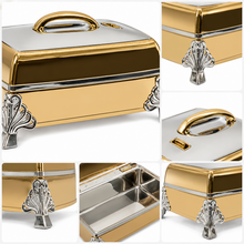 Large Gold & Chrome Insulated Rectangular Casserole - Premium Thermal Buffet Serving Dish