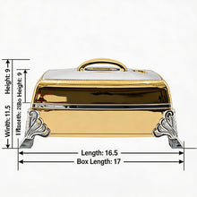 Large Gold & Chrome Insulated Rectangular Casserole - Premium Thermal Buffet Serving Dish