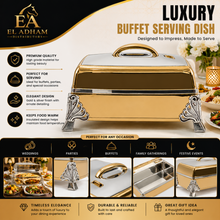 Large Gold & Chrome Insulated Rectangular Casserole - Premium Thermal Buffet Serving Dish