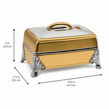 Large Gold & Chrome Insulated Rectangular Casserole - Premium Thermal Buffet Serving Dish