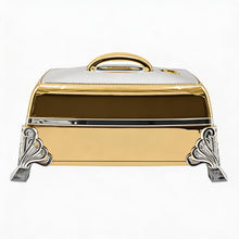 Large Gold & Chrome Insulated Rectangular Casserole - Premium Thermal Buffet Serving Dish