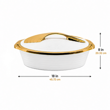 Deluxe White & Gold Insulated Food Warmer Serving Dish with Lid & Carry Handle – 18 Inch