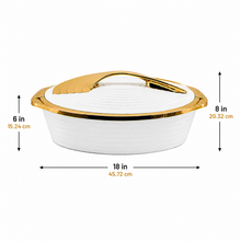 Deluxe White with Gold Trim Insulated Food Warmer Dish - Heat Preserving