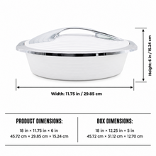 Deluxe White with Silver Trim Insulated Food Warmer Dish - Heat Preserving