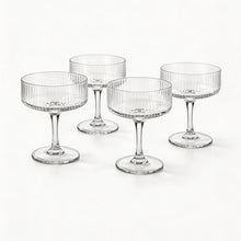 Clear Pedestal Dessert Coupe Set - Modern Transparent Serving Bowls - 4 Piece