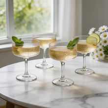 Clear Pedestal Dessert Coupe Set - Modern Transparent Serving Bowls - 4 Piece