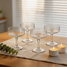 Clear Pedestal Dessert Coupe Set - Modern Transparent Serving Bowls - 4 Piece
