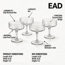Clear Pedestal Dessert Coupe Set - Modern Transparent Serving Bowls - 4 Piece