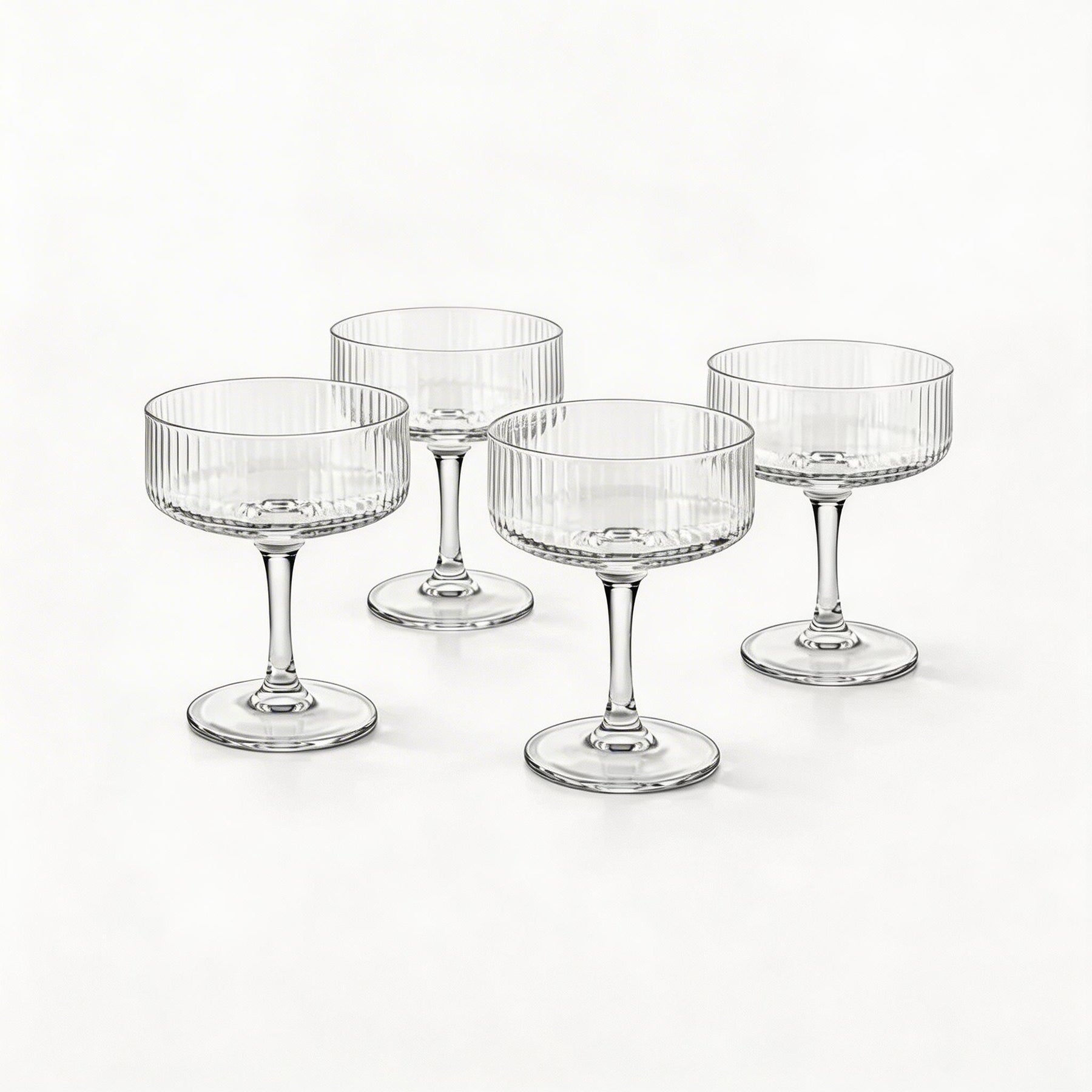 Clear Pedestal Dessert Coupe Set - Modern Transparent Serving Bowls - 4 Piece