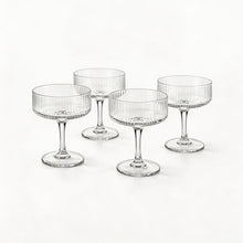 Clear Pedestal Dessert Coupe Set - Modern Transparent Serving Bowls - 4 Piece