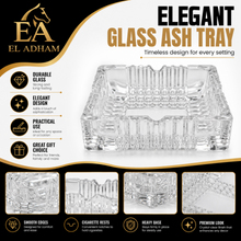 5-Inch Square Clear Glass Ashtray with Textured Design