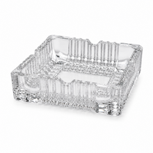 5-Inch Square Clear Glass Ashtray with Textured Design