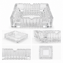 5-Inch Square Clear Glass Ashtray with Textured Design