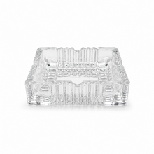 5-Inch Square Clear Glass Ashtray with Textured Design