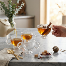 Vintage Style Large Glass Serving Cups - 6 Piece
