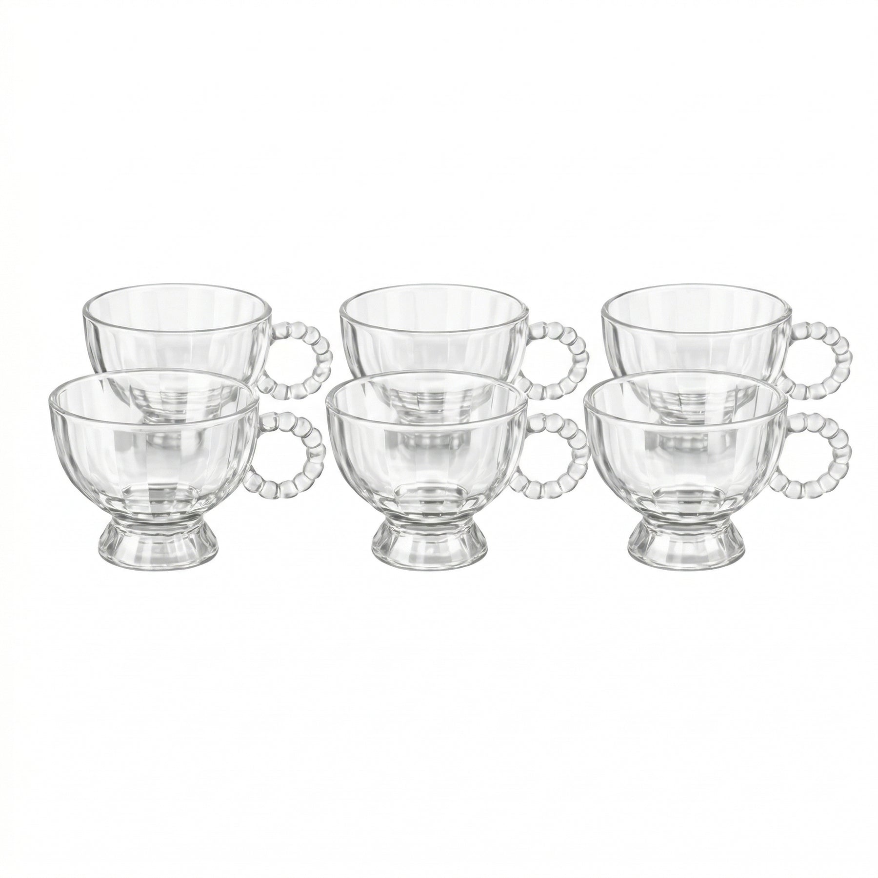 Vintage Style Large Glass Serving Cups - 6 Piece
