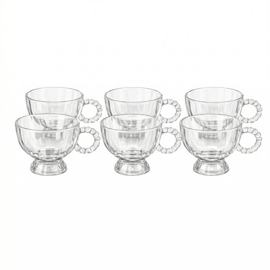 Vintage Style Large Glass Serving Cups - 6 Piece