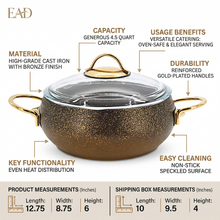 Lavonni 20CM Black-Gold Granite Deep Pot Rounded