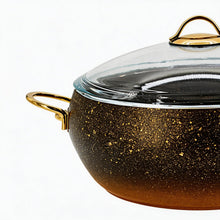 Lavonni 30CM Black-Gold Granite Deep Pot Rounded
