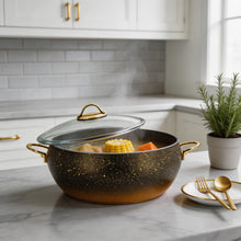 Lavonni 30CM Black-Gold Granite Deep Pot Rounded