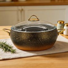 Lavonni 30CM Black-Gold Granite Deep Pot Rounded