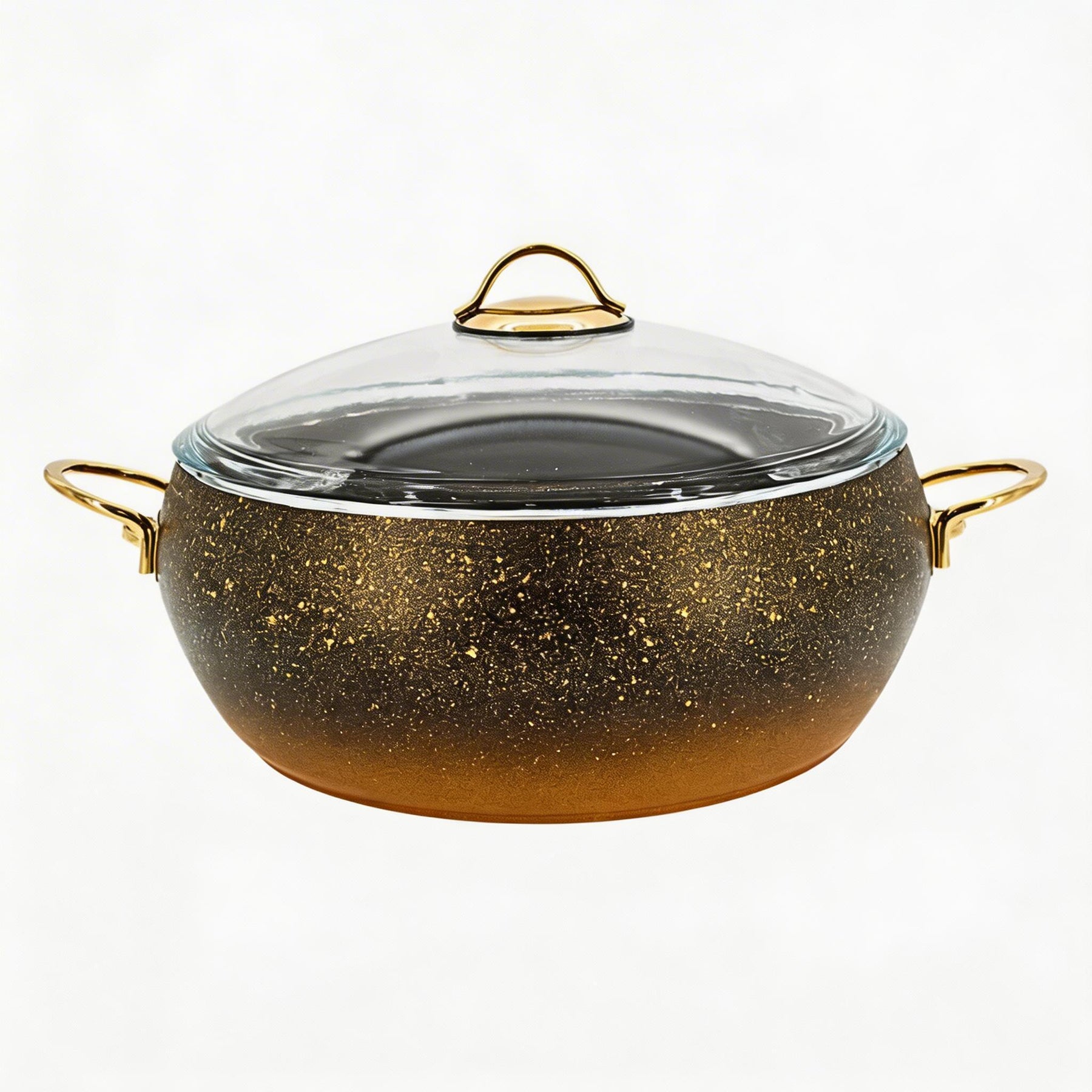 Lavonni 30CM Black-Gold Granite Deep Pot Rounded