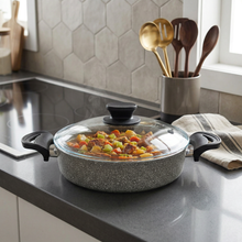 Lavonni 8.5"-22cm Gray Granite Low Pot Traditional