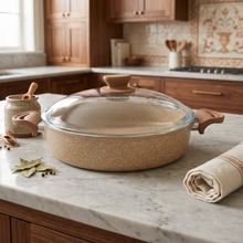 Lavonni 30CM Beige Granite Low Pot Traditional